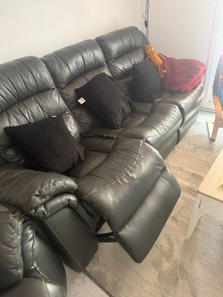 Sofá 3 plazas polipiel negro