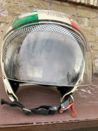 Casco Moto Scooter Italia Verde Bianco