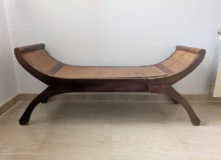 Banqueta de madera maciza y bambú