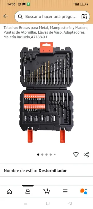 Estuche de brocas, puntas y vasos