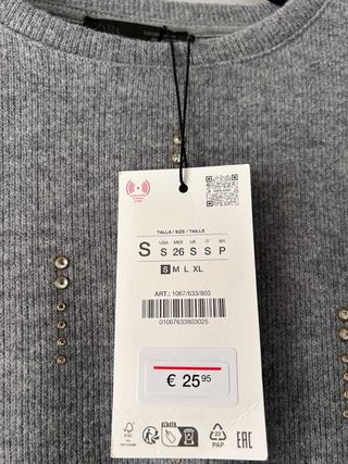 Jersey Zara Gris con Pedrería Talla S