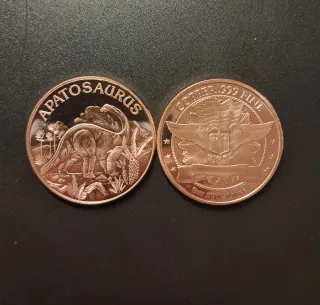 Moneda Onza Cobre Dinosaurio Apatosaurus