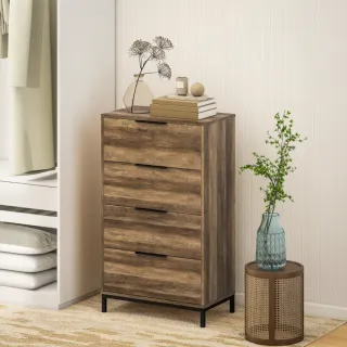 Cómoda Alta 4 Cajones Madera y Metal