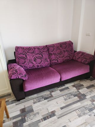 Sofá Cama Tela Morado y Negro