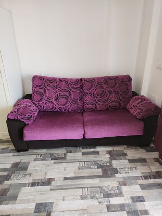 Sofá Cama Tela Morado y Negro