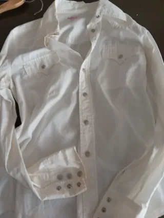 Camisa Replay Blanca Botones Presión