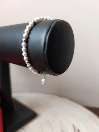 Pulsera Time Road Perlas Corazón y Cruz