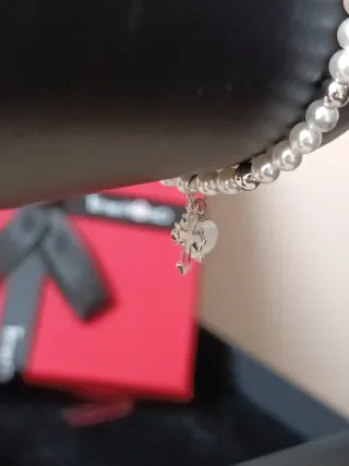 Pulsera Time Road Perlas Corazón y Cruz