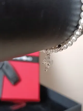 Pulsera Time Road Perlas Corazón y Cruz