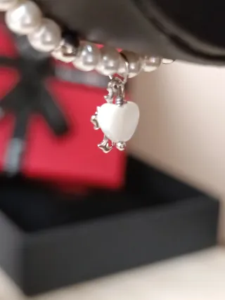 Pulsera Time Road Perlas Corazón y Cruz