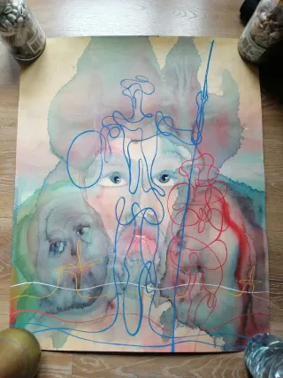 Obra de arte mixta sin firmar