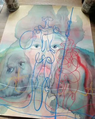 Obra de arte mixta sin firmar