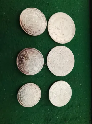 6 Monedas Réplica Bañadas en Plata