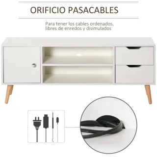 Mueble TV Blanco Patas Madera 50