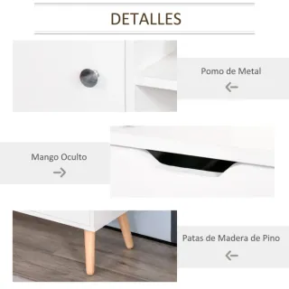 Mueble TV Blanco Patas Madera 50
