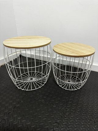Juego 2 Mesas Centro Madera y Metal