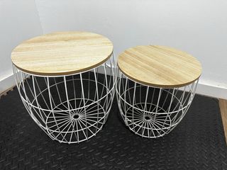 Juego 2 Mesas Centro Madera y Metal