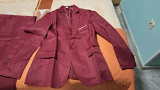 Traje de chaqueta hombre burdeos Talla S 3 piezas