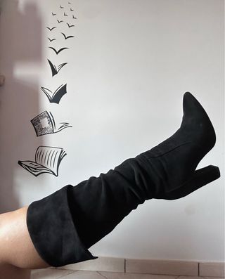 Stivali alti camoscio neri Tulipano