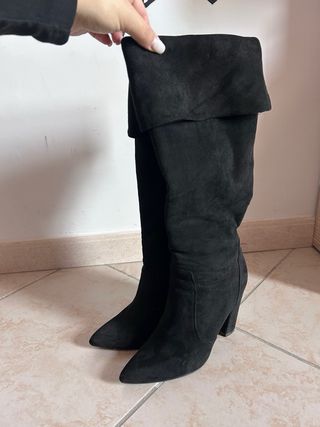 Stivali alti camoscio neri Tulipano