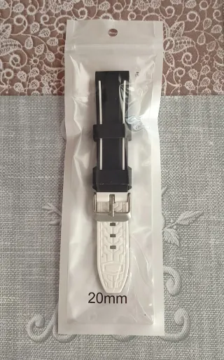 Correa de reloj de silicona negra y blanca