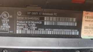 HP Envy 17 j150nr per parti scheda madre guasta