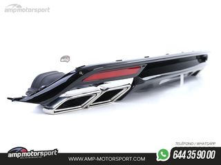 DIFUSOR TRASERO NEGRO BRILLO CON COLAS CROMADAS PARA MERCEDES CLASE S W222