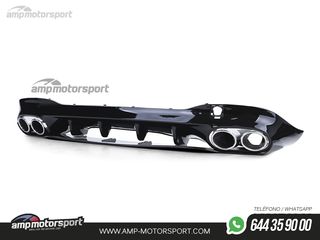 DIFUSOR TRASERO NEGRO BRILLO CON COLAS REDONDAS CROMADAS PARA MERCEDES CLA C118