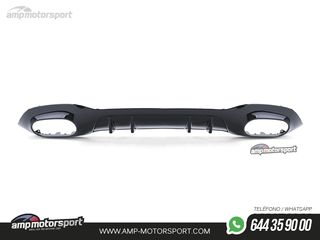 DIFUSOR TRASERO NEGRO BRILLO CON COLAS SIMPLES CROMADAS PARA MERCEDES CLASE A W177