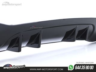 DIFUSOR TRASERO NEGRO BRILLO CON COLAS SIMPLES CROMADAS PARA MERCEDES CLASE A W177