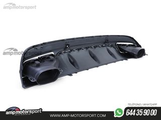 DIFUSOR TRASERO NEGRO MATE CON COLAS NEGRAS PARA MERCEDES CLASE C W205