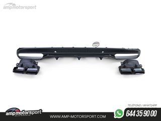 DIFUSOR TRASERO NEGRO MATE CON COLAS NEGRAS PARA MERCEDES CLASE C W205