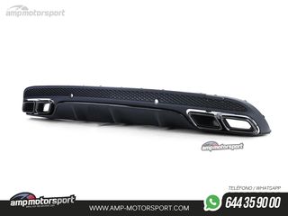 DIFUSOR TRASERO NEGRO MATE CON COLAS NEGRAS PARA MERCEDES CLASE C W205