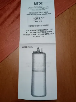 Lámpara Carburo MTDE carburero de Espeleología