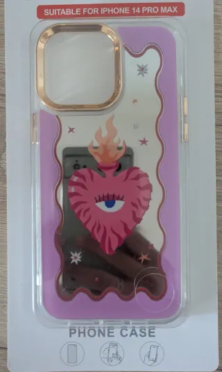 Custodia per iPhone 14 Pro Max con cuore fiammeggiante