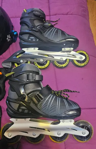 Patines en línea talla 40 + equipo de protección