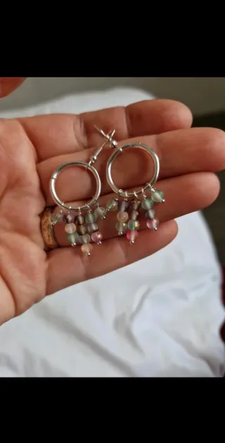 Pendientes Aro Plateado Multicolor