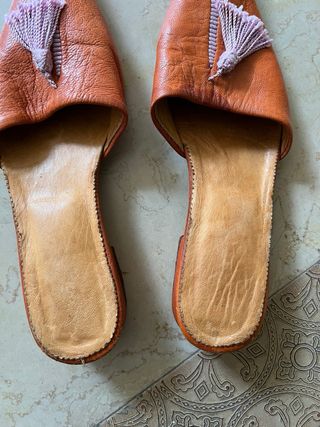 Scarpe vintage arancioni con nappe tg 39/40