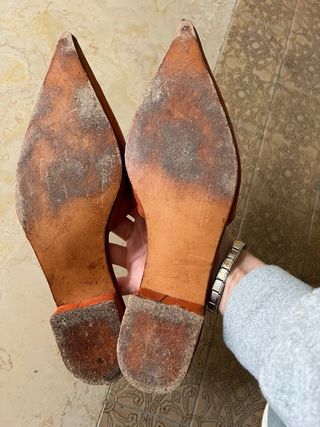 Scarpe vintage arancioni con nappe tg 39/40