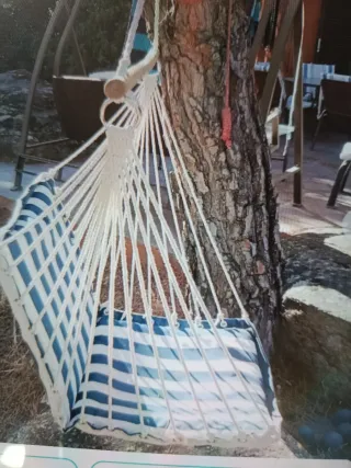 Sillón Colgante Rayas Azul y Blanco