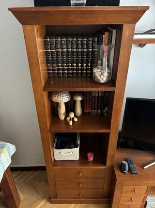 Mueble madera caoba 3 baldas y 3 cajones