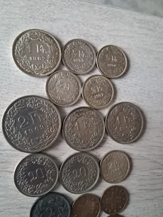 Lote de Monedas Antiguas Suizas 5 de plata
