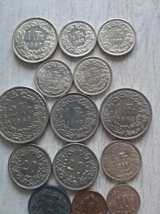 Lote de Monedas Antiguas Suizas 5 de plata
