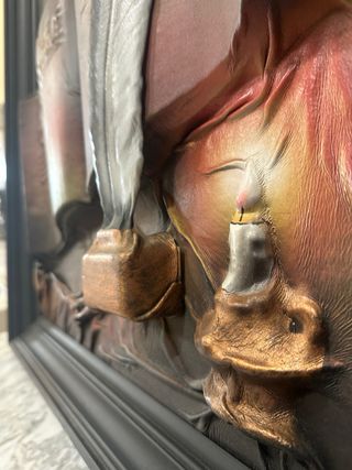 Pareja de cuadros años 70 “CUERO REPUJADO” (leer)