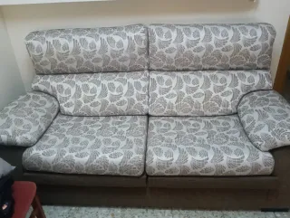 Sofá de 3 plazas beige y gris