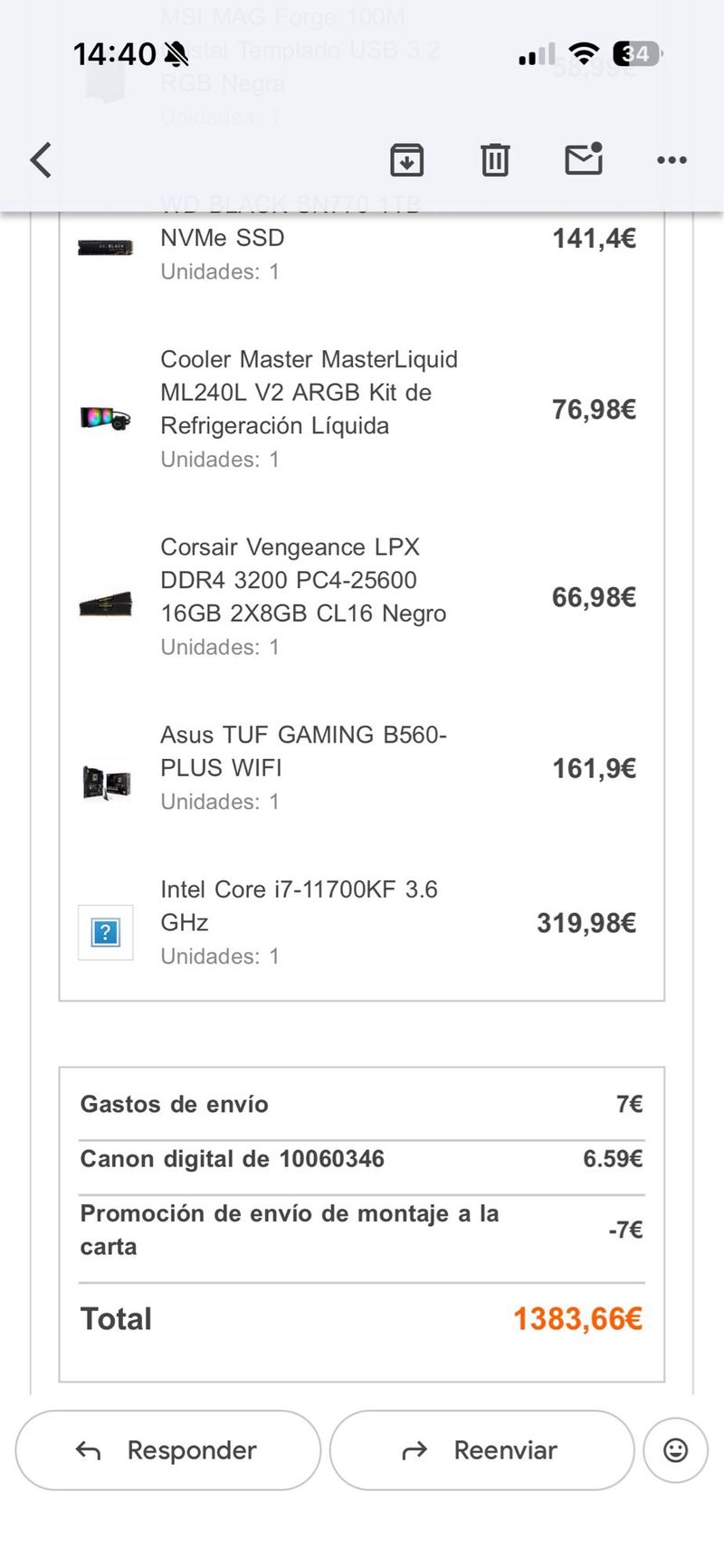 PC gaming i7 11700KF - SSD NVMe de 1TB afbeelding 8