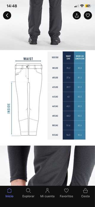 Pantalon trekking montaña senderismo esqui