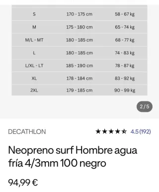 Traje de Neopreno DECATHLON para bucear y surfear