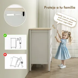 Cómoda 6 Cajones Blanca y Madera