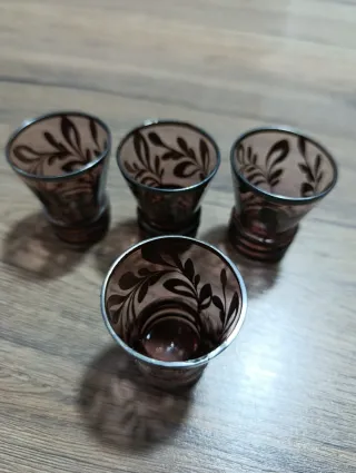 Bicchierini Art Decò colore peugna e argento
